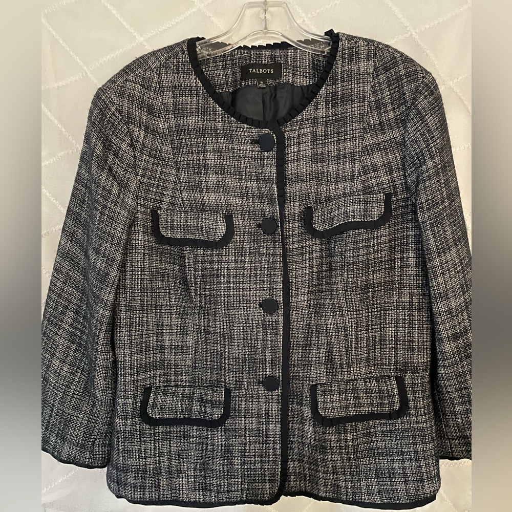 Talbots black tweed jacket- size 16